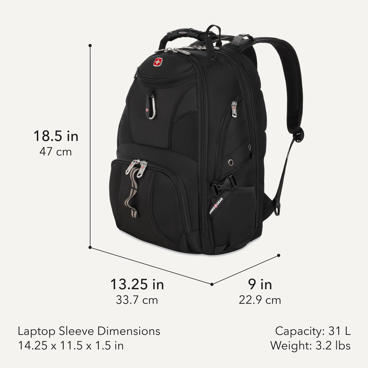 Black 17-Inch Laptop Backpack with Tablet Pocket G8020
