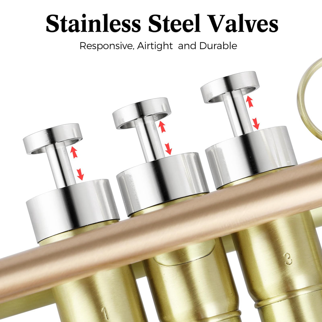 Brushed Finish Standard Brass Bb Trumpet Set with Hard Case V6777
