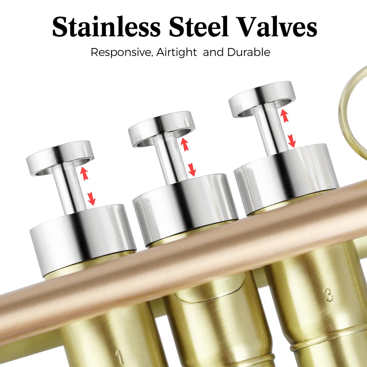Brushed Finish Standard Brass Bb Trumpet Set with Hard Case V6777