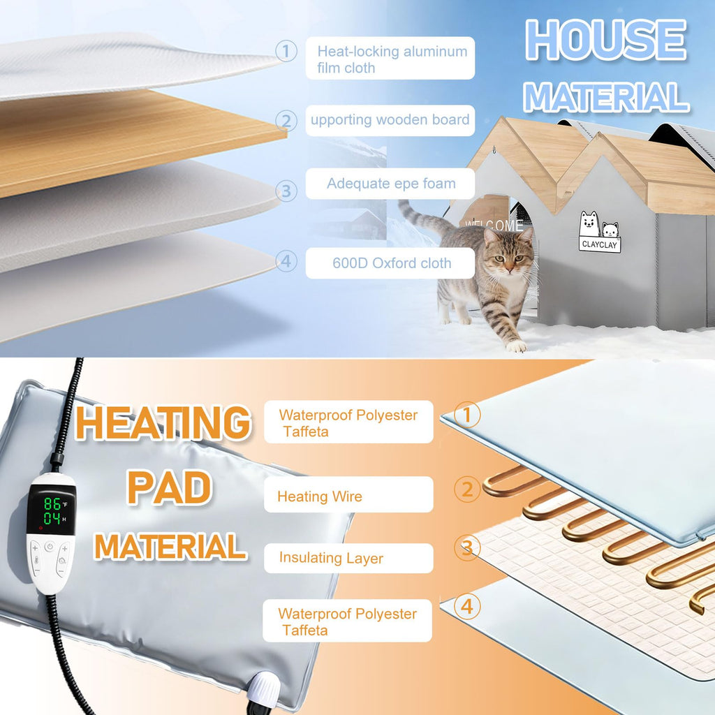 Heated Waterproof Insulated Outdoor Cat House U5914