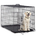 42 Inch Metal Wire Double-Door Folding Dog Crate with Tray U1046