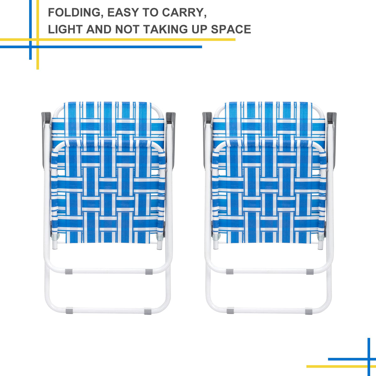 Set of 2 Blue & White Webbed Folding Chairs A9139