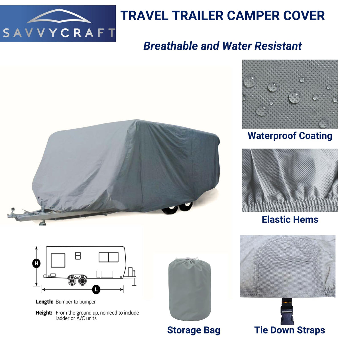 Water-Resistant Travel Trailer Cover 18'-20' W631844
