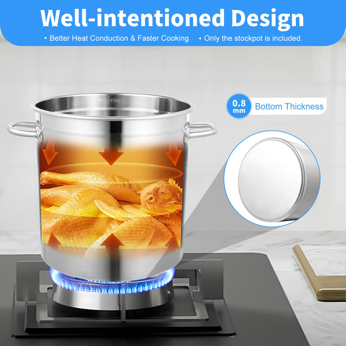 30 QT Stainless Steel Stock Pot with Lid W8012