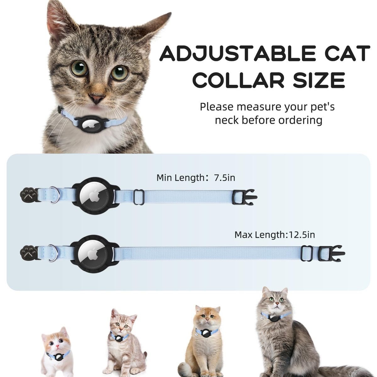 Cat Collar with AirTag Holder and Bell G46067