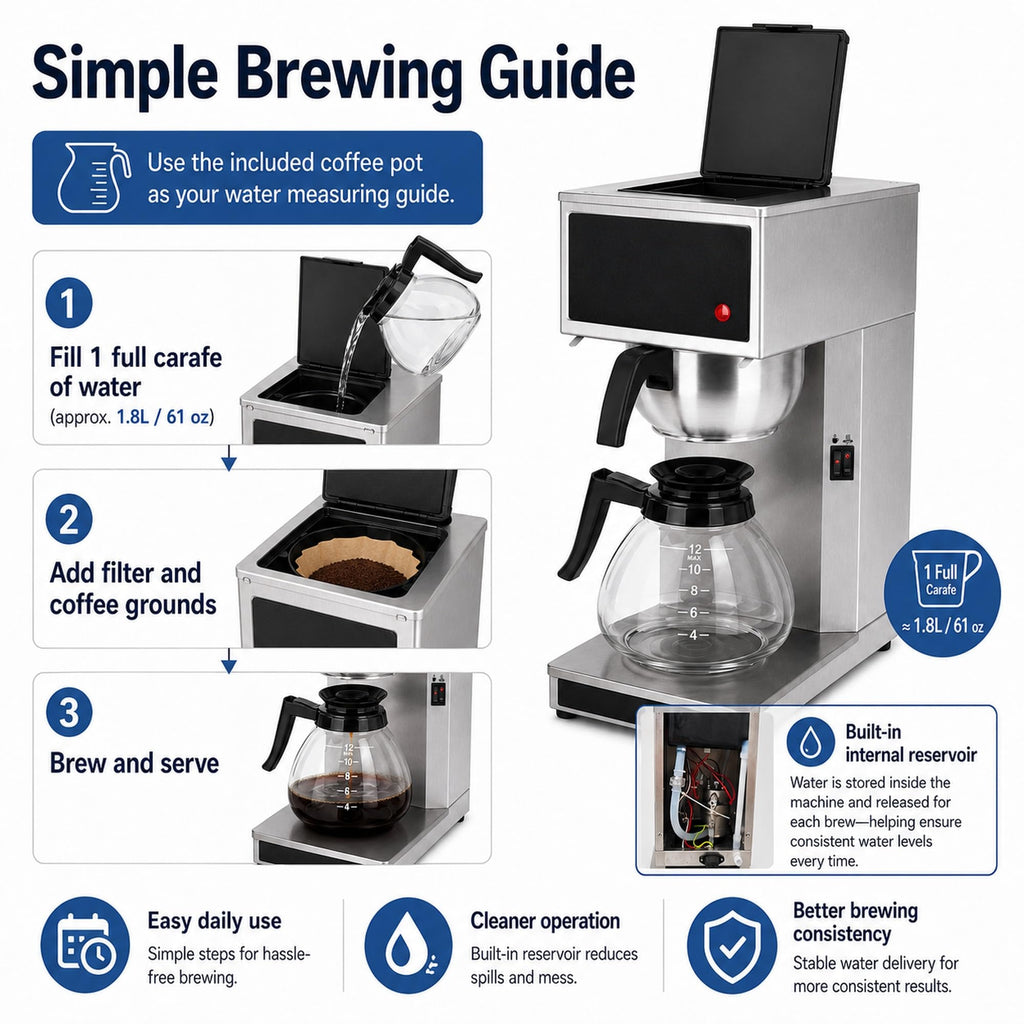 Commercial 12-Cup Stainless Steel Drip Coffee Maker with Dual Warmers F44430