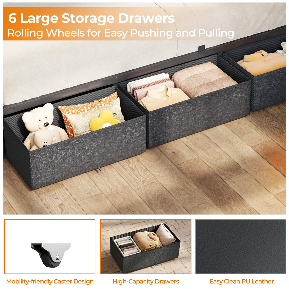 Full Size Bed Frame with Storage Headboard F678224