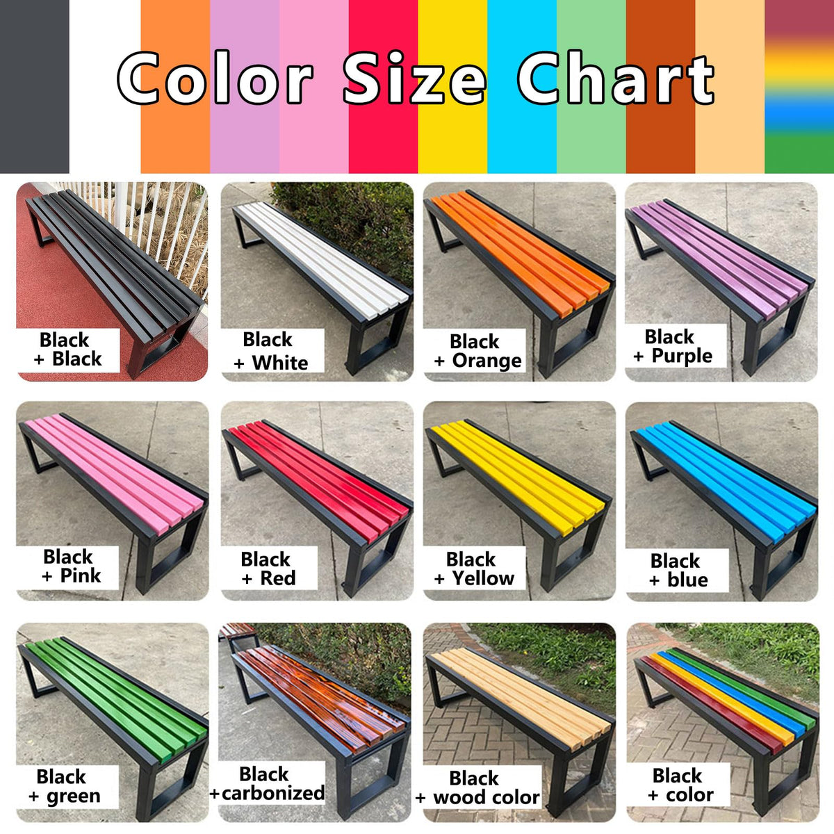 Cast Iron Outdoor Bench Carbonized Finish 150x40x45cm H4622