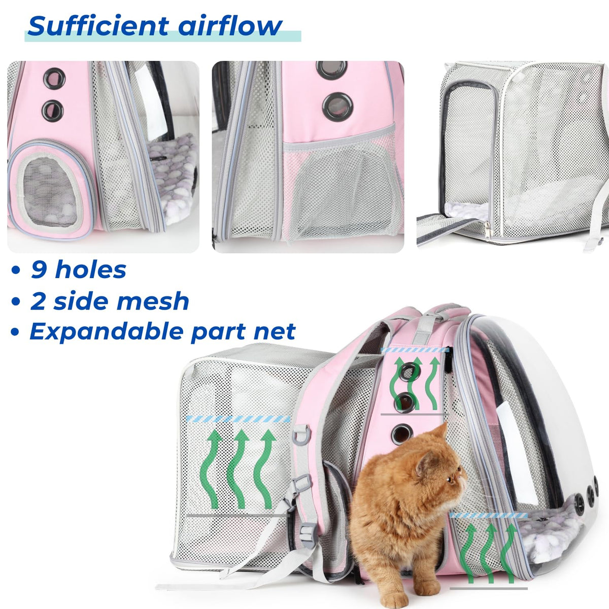 Expandable Cat Backpack with Mini Fan L531
