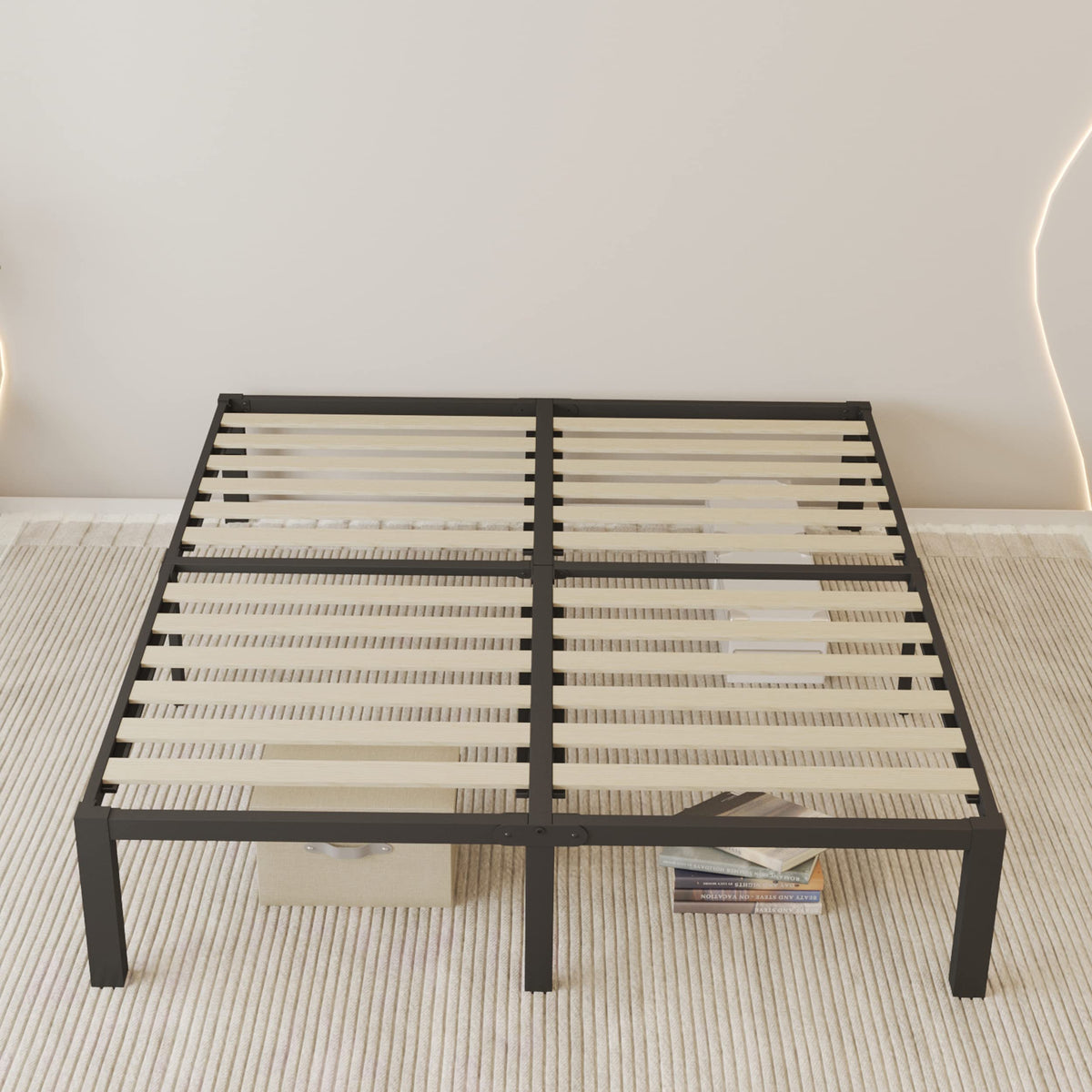 18 inch Queen Size Heavy Duty Platform Bed Frame with Wood Slats D617463