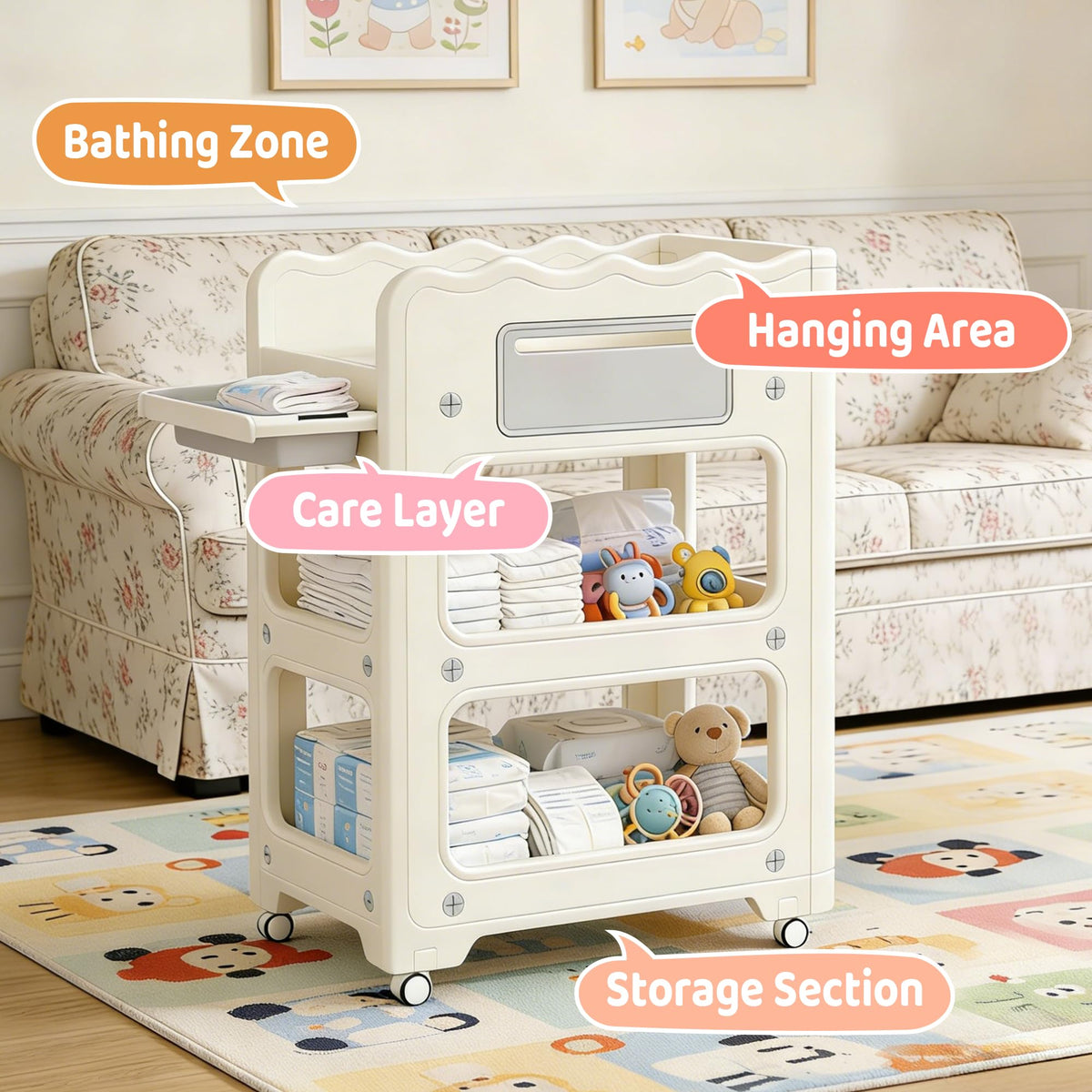 Foldable Portable Baby Changing Table with Storage Baskets H860