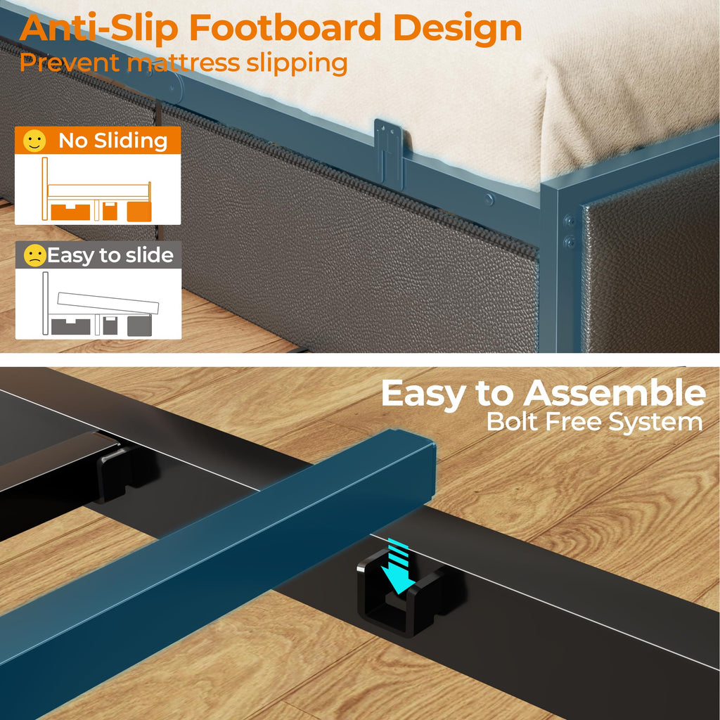 Full Size Bed Frame with Storage Headboard F678224