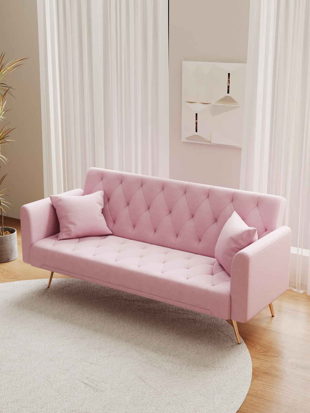 Pink Velvet 2 Seater Loveseat Sofa T33556