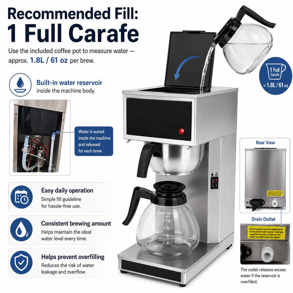 Commercial 12-Cup Stainless Steel Drip Coffee Maker with Dual Warmers F44430