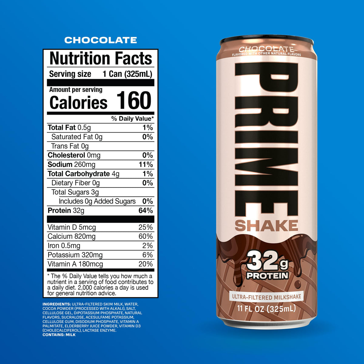 Chocolate 32g Protein Shake, Lactose Free, 11 fl oz, 12 Pack P983
