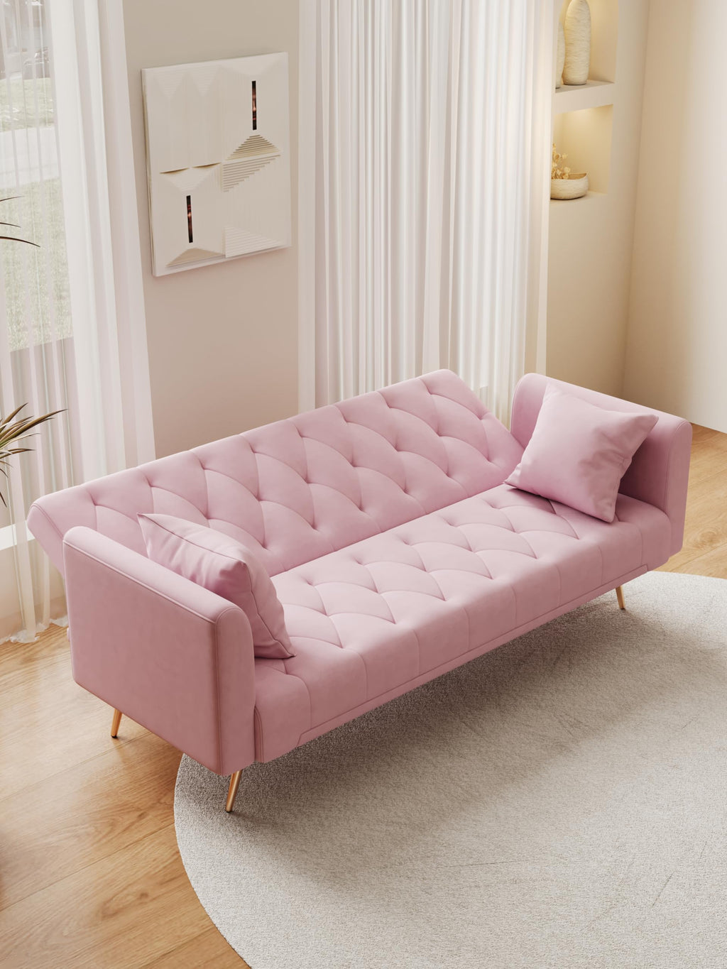 Pink Velvet 2 Seater Loveseat Sofa T33556