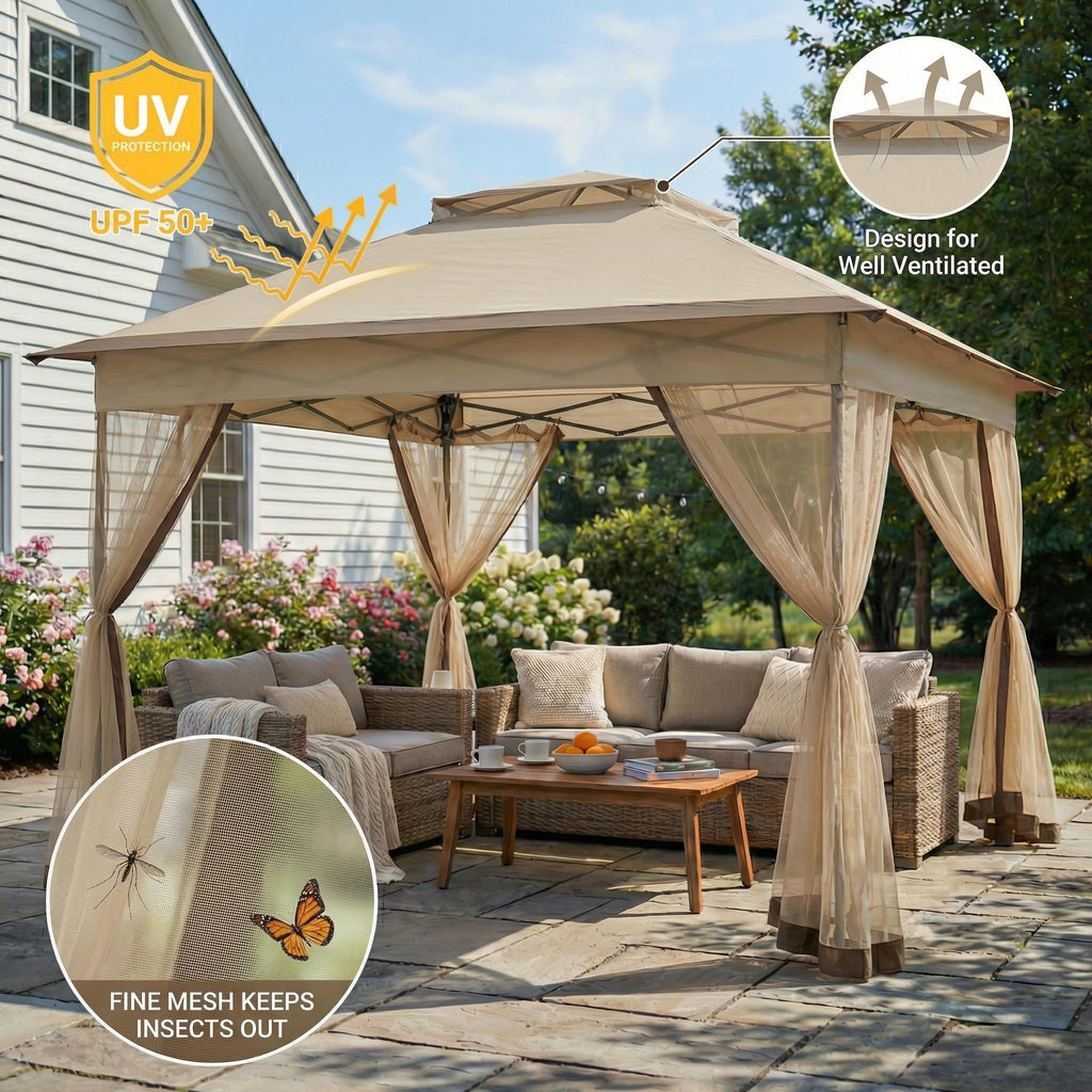 11x11 Pop Up Gazebo with Mosquito Netting Q9092