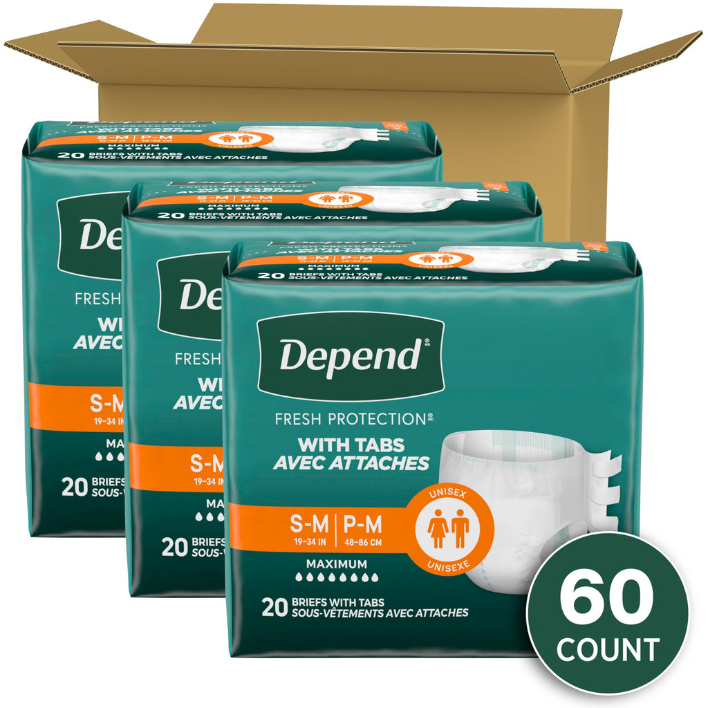 Adult Diapers with Tabs S/M 60 Count Q343