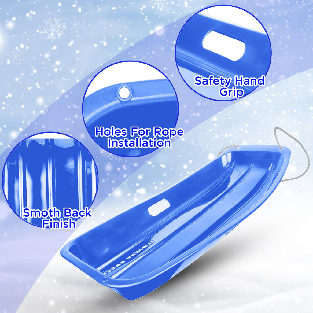 Kids Plastic Toboggan Snow Sled with Pull Rope 2 Pack O2310