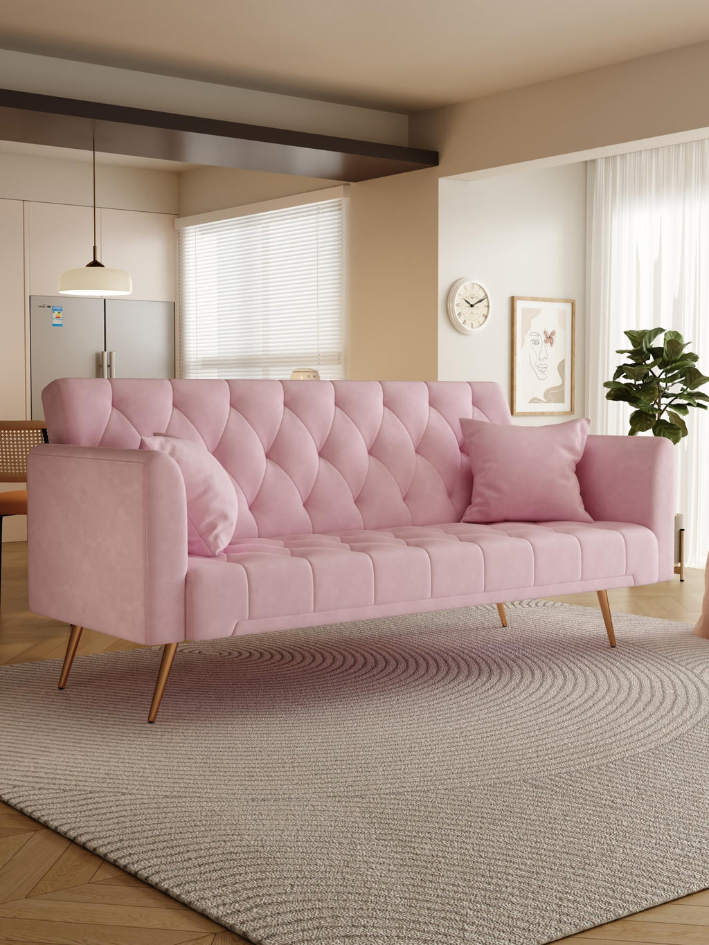 Pink Velvet 2 Seater Loveseat Sofa T33556