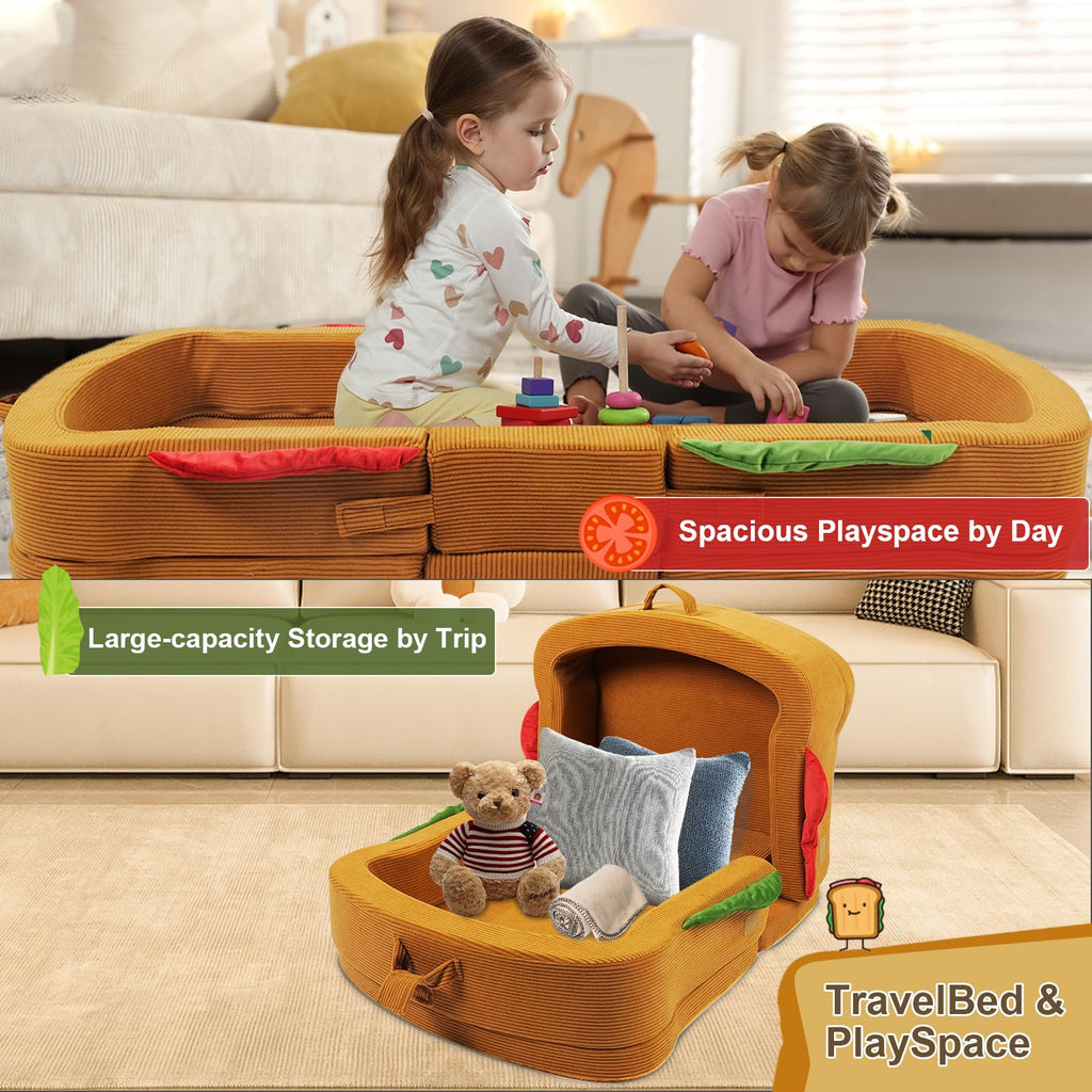 Portable Foldable Soft Foam Toddler Travel Bed with Safety Rail S3618