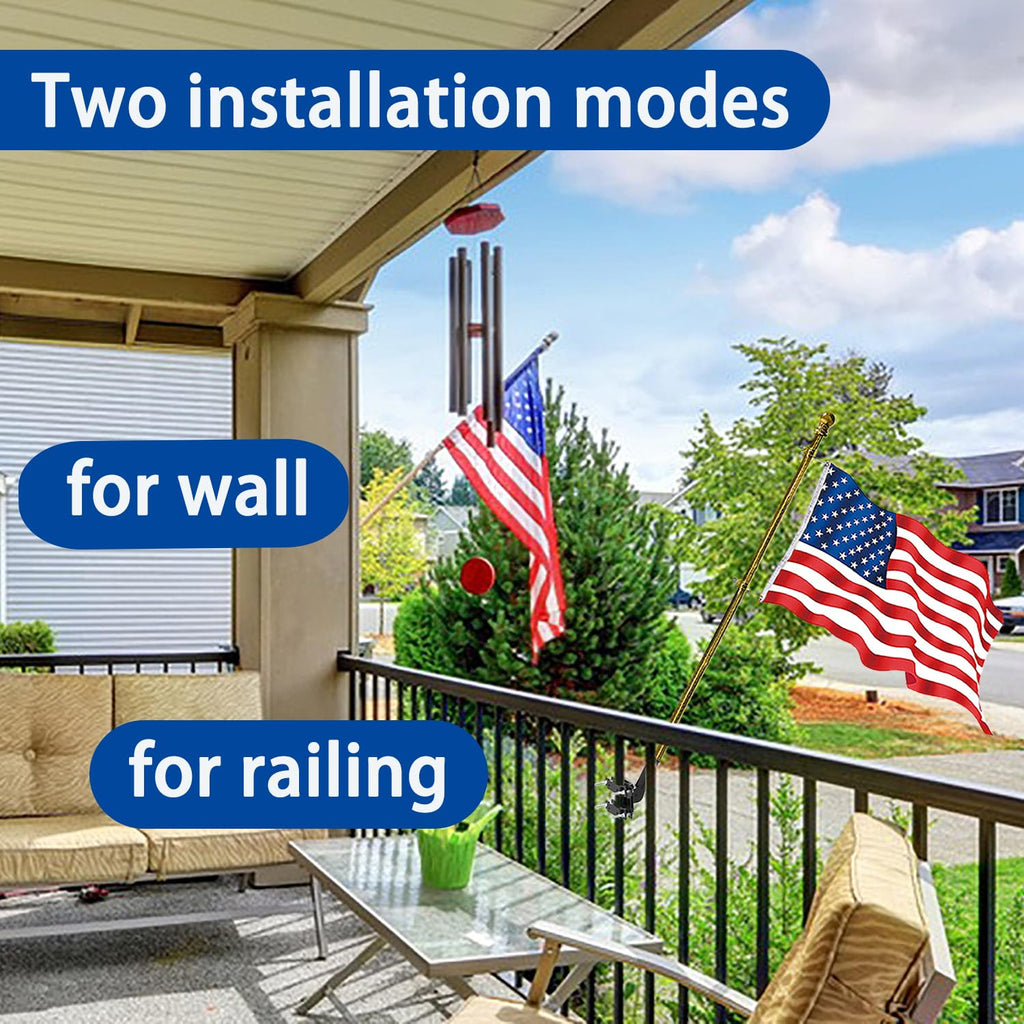 Flagpole Mount for Balcony Railing, Round and Square Railing, Black T638