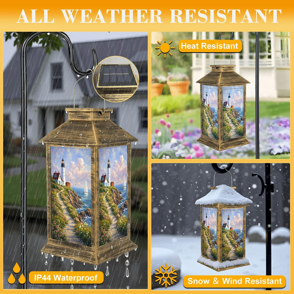 Solar Lantern Outdoor Waterproof LED Solar Lights Hanging Tabletop Lamp I732661