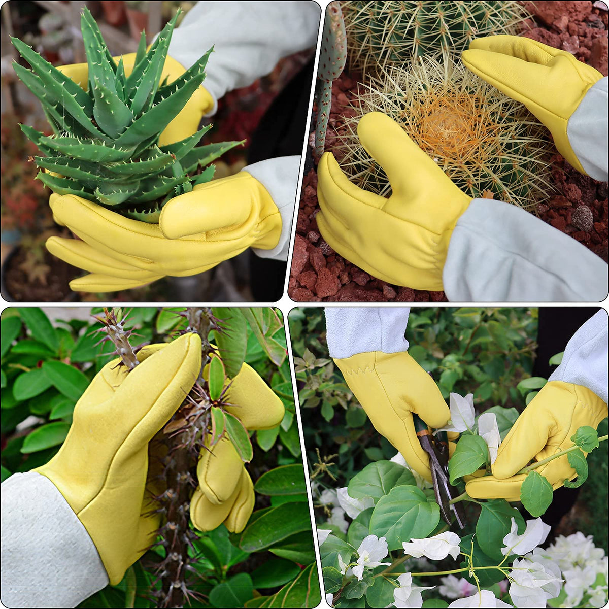 Long Leather Gardening Gloves with Adjustable Cuff T28483