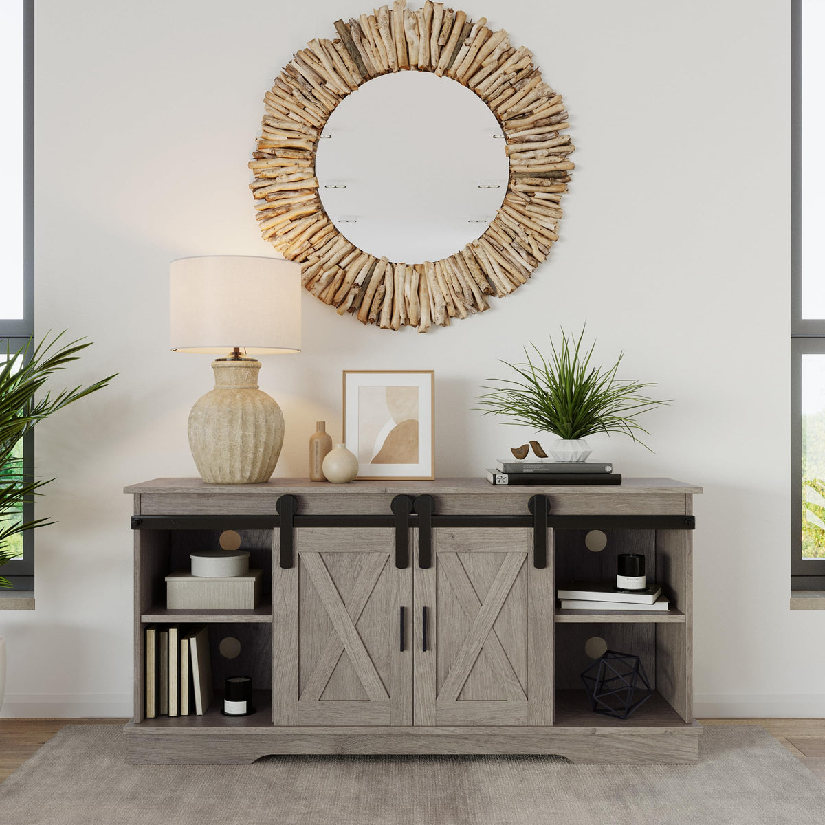 65-Inch TV Stand with Sliding Barn Doors L975928