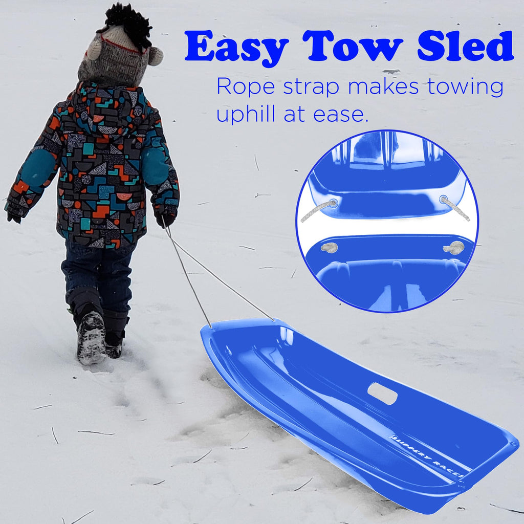Kids Plastic Toboggan Snow Sled with Pull Rope 2 Pack O2310