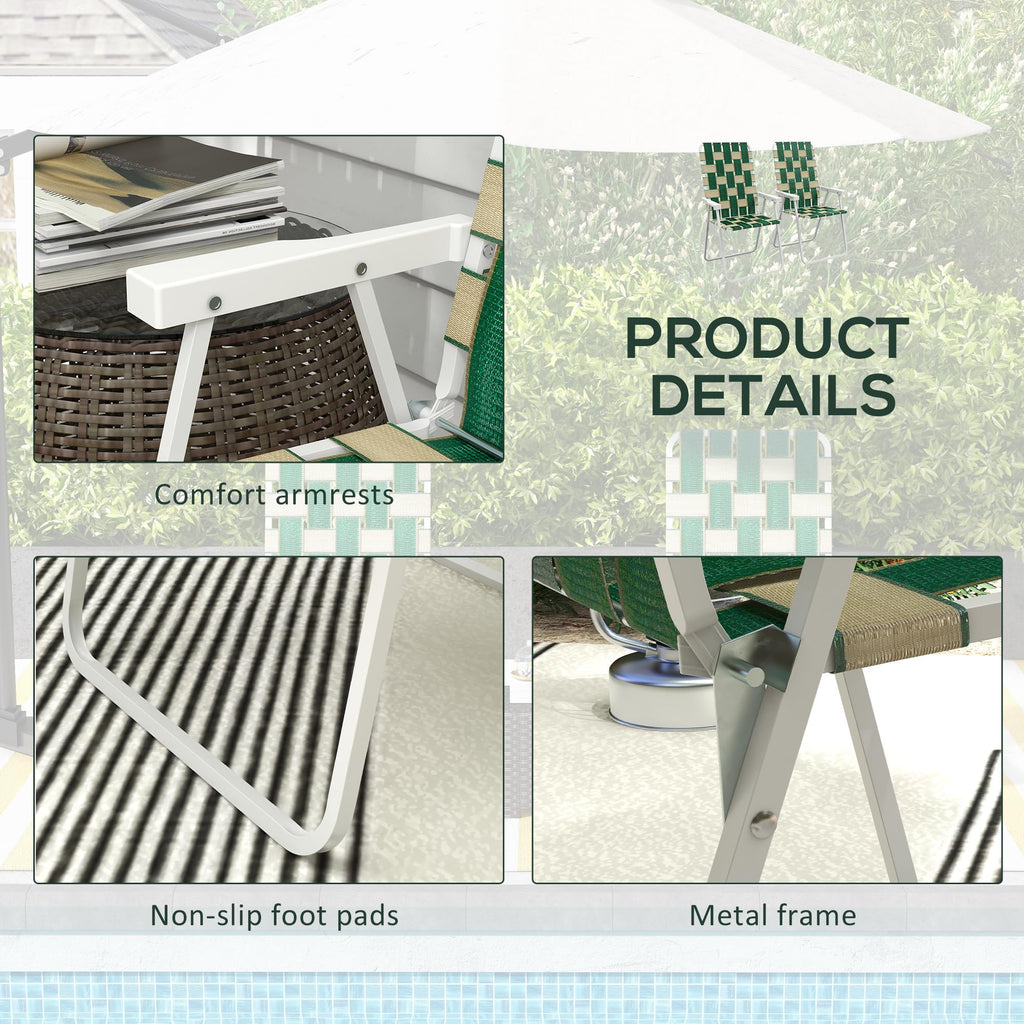Set of 2 Oversized Folding Webbed Lawn Chairs with Armrests Z565
