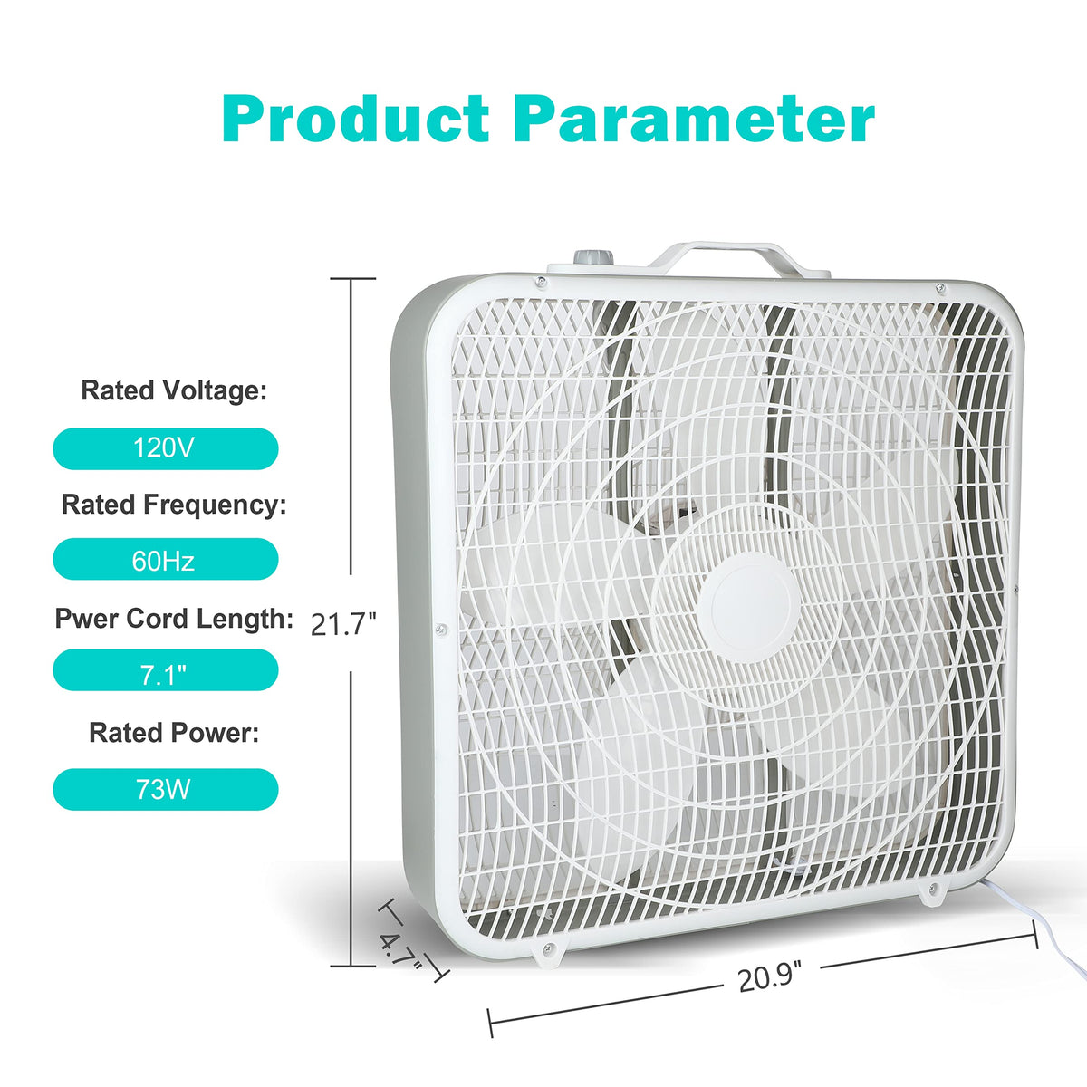 20 Inch White 3-Speed Box Fan B537