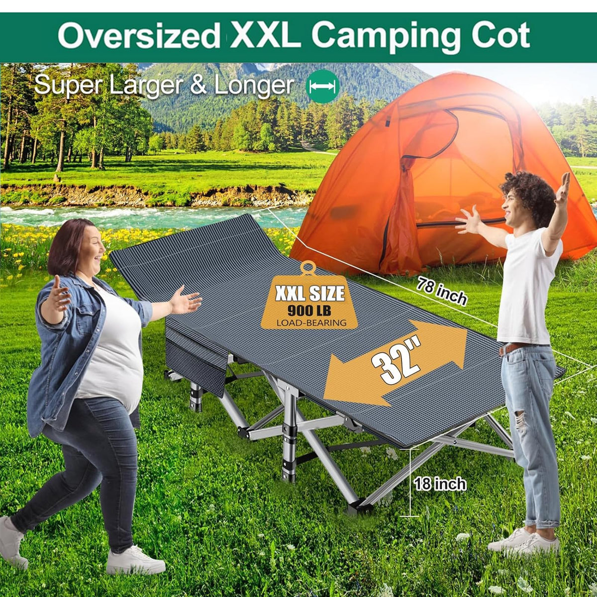 Folding Double Layer Oxford Camping Cot U685