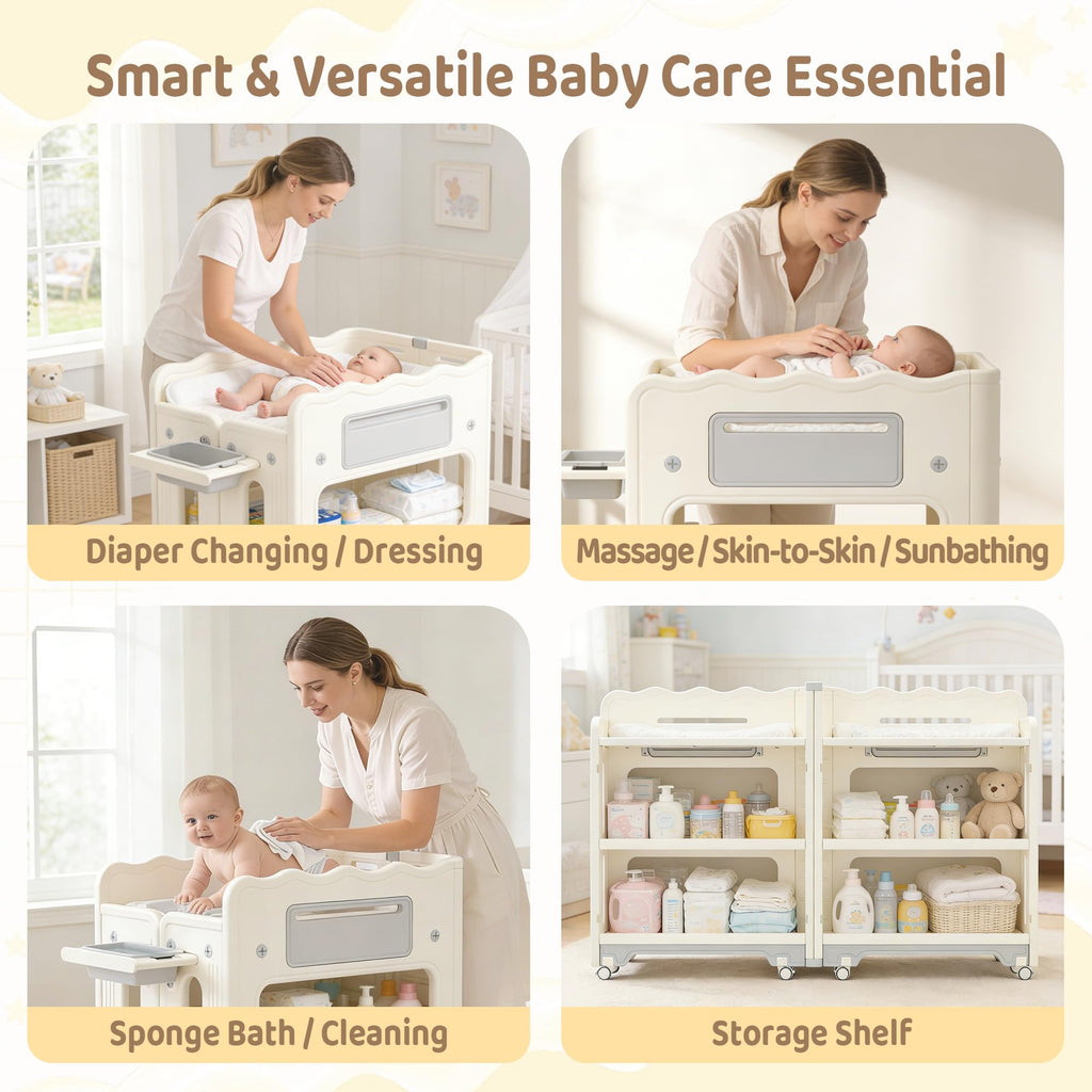 Foldable Portable Baby Changing Table with Storage Baskets H860