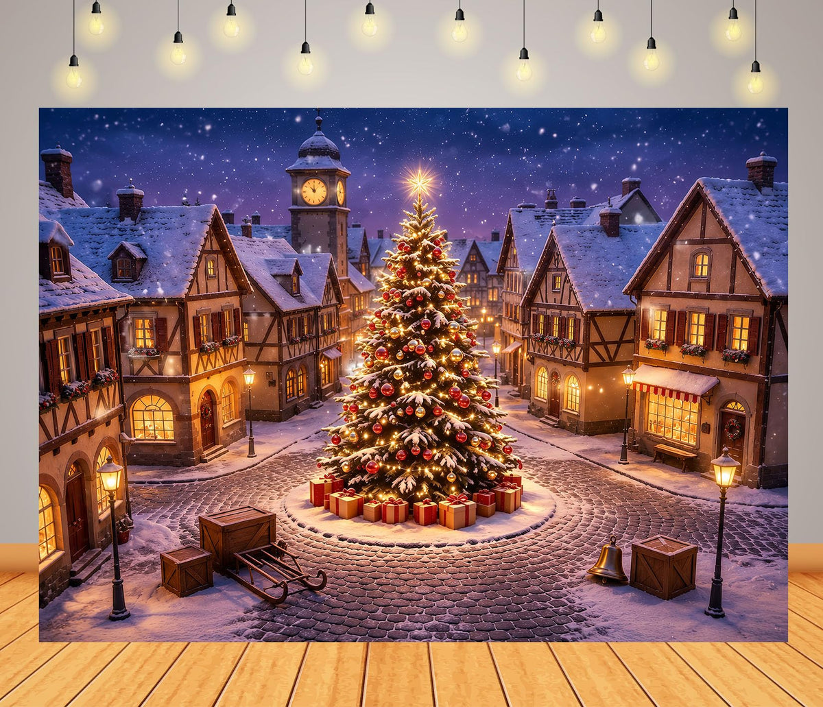 10x6.5ft Fabric Christmas Backdrop with Tree P238483