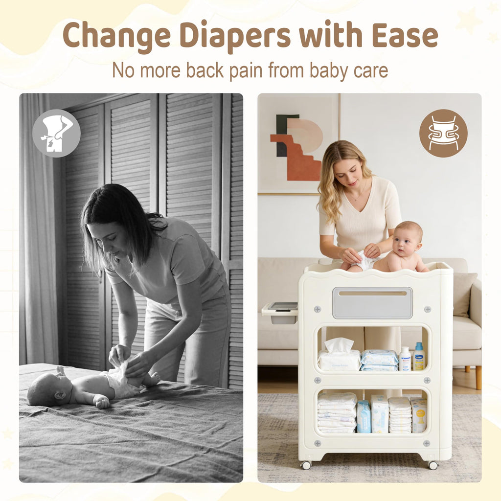 Foldable Portable Baby Changing Table with Storage Baskets H860
