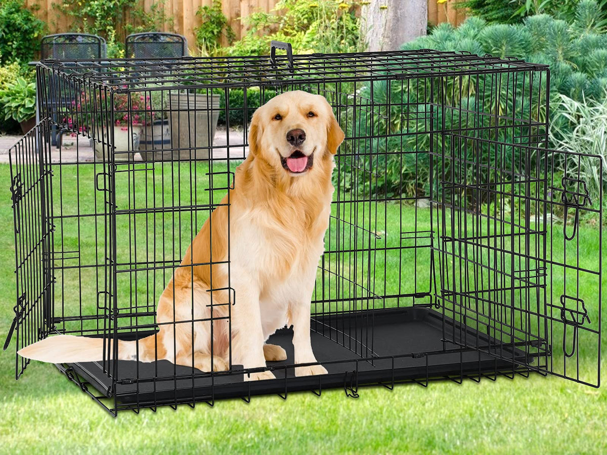 48 Inch Double-Door Dog Crate with Tray & Divider G230446