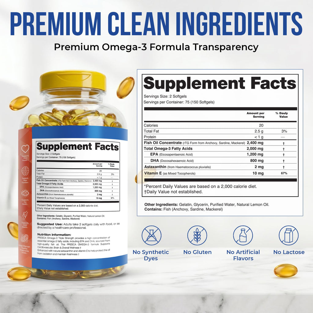 Omega 3 Fish Oil 2400mg 150 Softgels H981