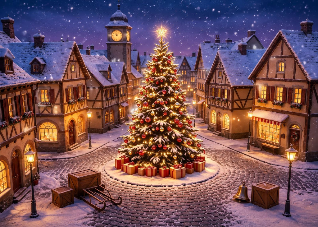 10x6.5ft Fabric Christmas Backdrop with Tree P238483
