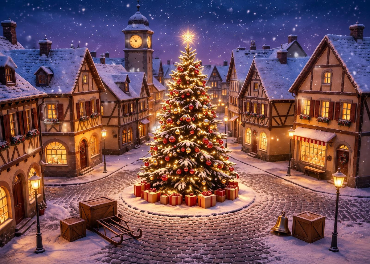 10x6.5ft Fabric Christmas Backdrop with Tree P238483