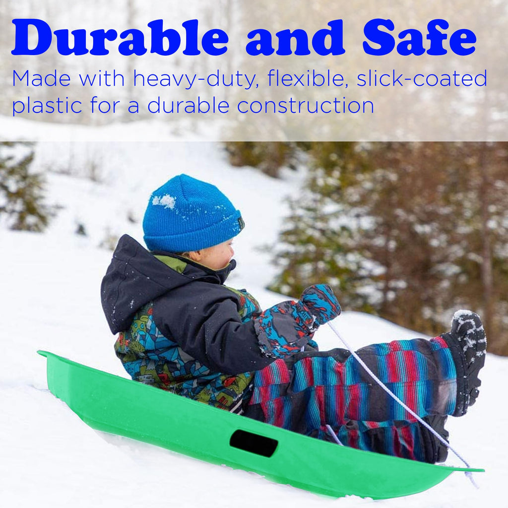 Kids Plastic Toboggan Snow Sled with Pull Rope 2 Pack O2310