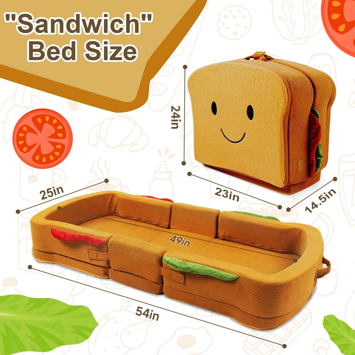 Portable Foldable Soft Foam Toddler Travel Bed with Safety Rail S3618