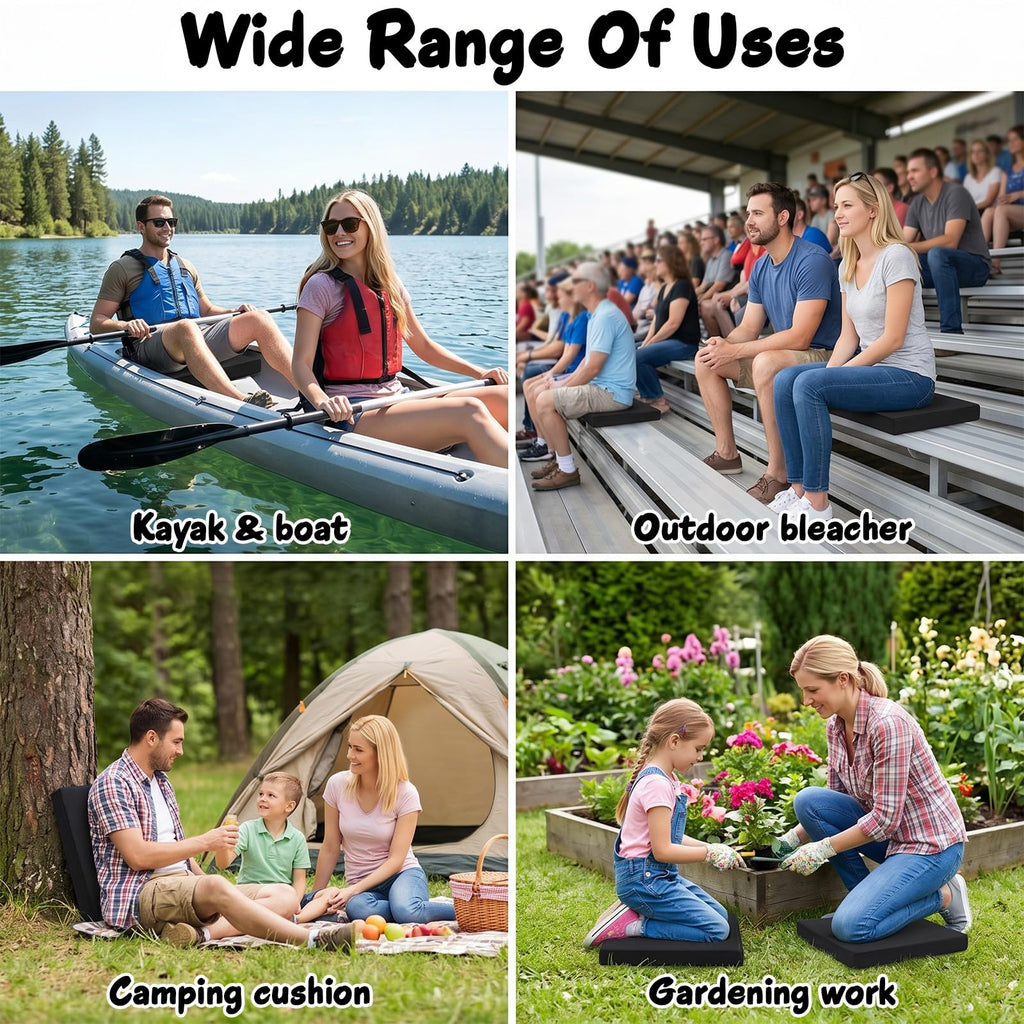 Black Portable Waterproof Stadium Seat Cushions with Handle Q93573
