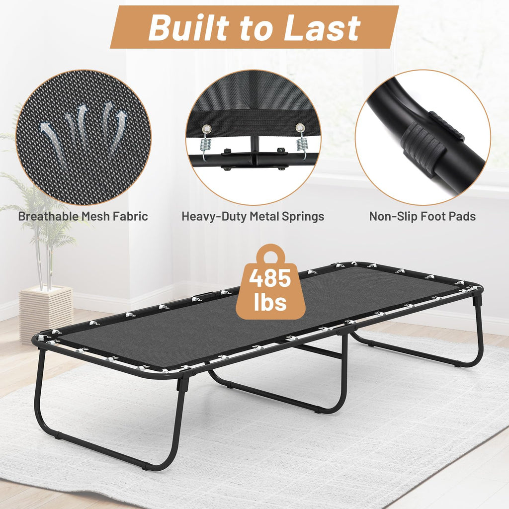 Folding Bed with Mattress Cot Size 75” x 31” Memory Foam Metal Frame Q545592