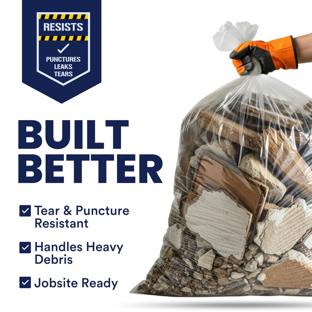Clear Heavy Duty 42 Gallon Trash Bags 50 Count T6211