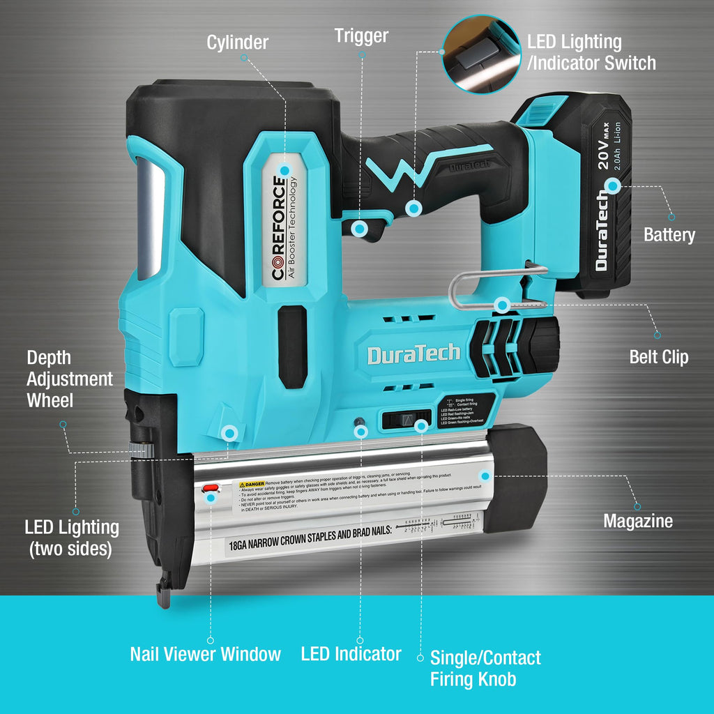 20V Cordless 18 Gauge 2-in-1 Nail Staple Gun X62497
