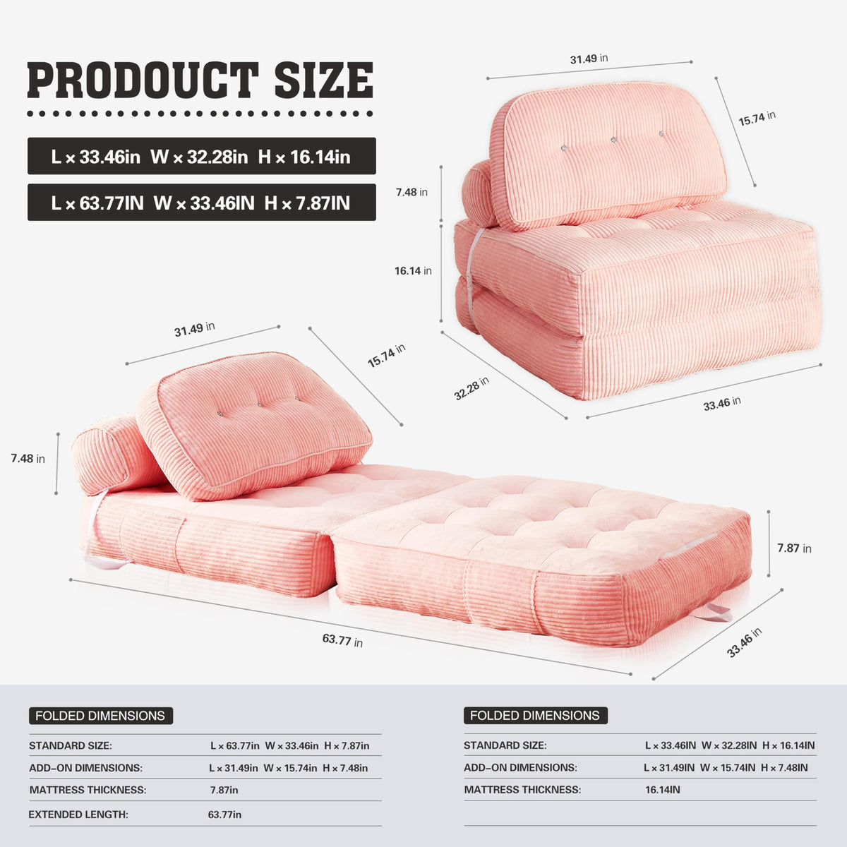 30" Convertible Futon Sofa Bed W216738