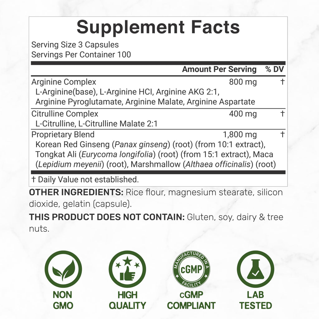3,000mg 300 Capsules Nitric Oxide Supplement P44316