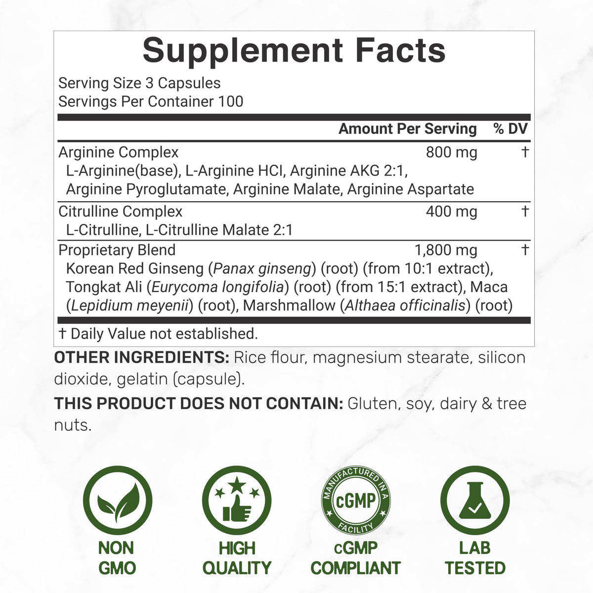 3,000mg 300 Capsules Nitric Oxide Supplement P44316