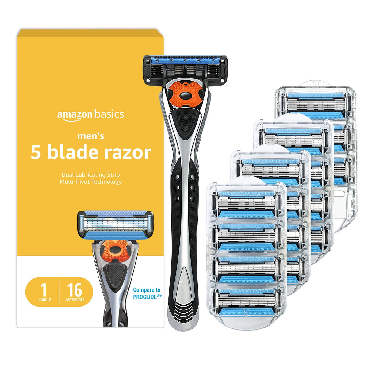 5-Blade Men's Razor with 16 Cartridges, Black L489
